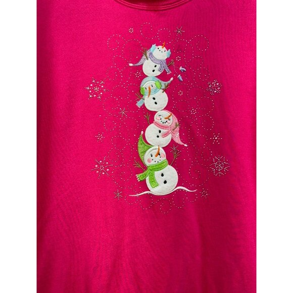 Decorated Originals Womens Grannycore Sweatshirt Large Pink Snowman Print & Sn - Picture 5 of 10
